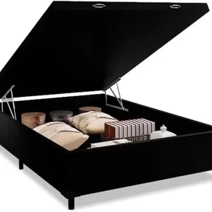 Cama Box Baú Casal com Pés de Madeira