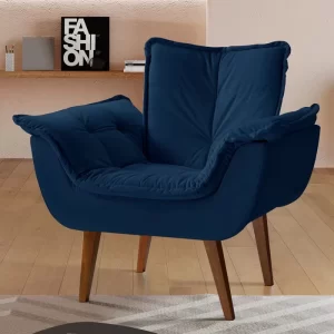 Poltrona Decorativa com Pés de Madeira