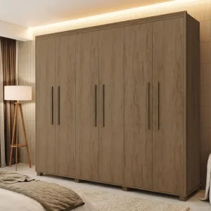 Guarda Roupa Casal MDF com Pés de Madeira